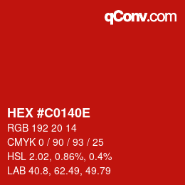 Color code: HEX #C0140E | qconv.com