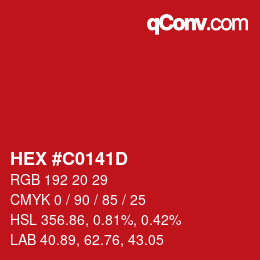 Color code: HEX #C0141D | qconv.com