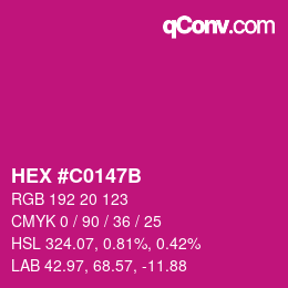 カラーコード: HEX #C0147B | qconv.com