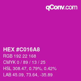 カラーコード: HEX #C016A8 | qconv.com