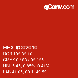 Color code: HEX #C02010 | qconv.com