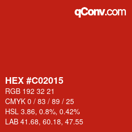Color code: HEX #C02015 | qconv.com