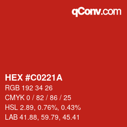 Color code: HEX #C0221A | qconv.com