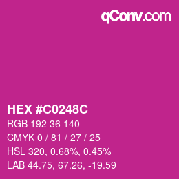 Color code: HEX #C0248C | qconv.com