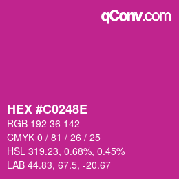 Color code: HEX #C0248E | qconv.com