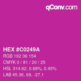 Color code: HEX #C0249A | qconv.com