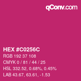 颜色代码: HEX #C0256C | qconv.com