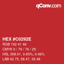 Color code: HEX #C0292E | qconv.com