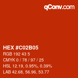 カラーコード: HEX #C02B05 | qconv.com