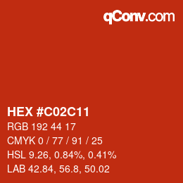 Color code: HEX #C02C11 | qconv.com