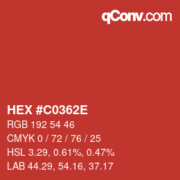 Color code: HEX #C0362E | qconv.com