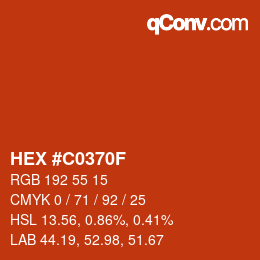 カラーコード: HEX #C0370F | qconv.com