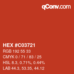 颜色代码: HEX #C03721 | qconv.com