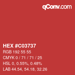 颜色代码: HEX #C03737 | qconv.com