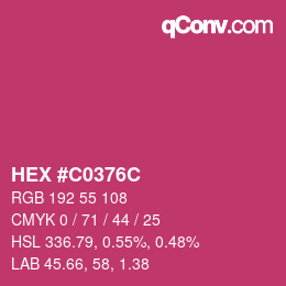 カラーコード: HEX #C0376C | qconv.com