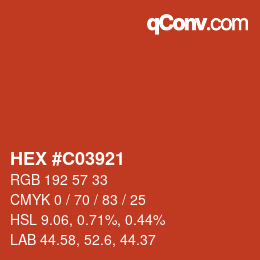 Color code: HEX #C03921 | qconv.com