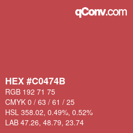 Color code: HEX #C0474B | qconv.com