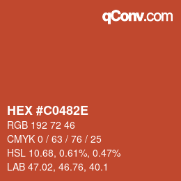 Color code: HEX #C0482E | qconv.com