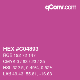 カラーコード: HEX #C04893 | qconv.com