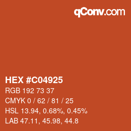 Color code: HEX #C04925 | qconv.com