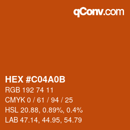 Farbcode: HEX #C04A0B | qconv.com