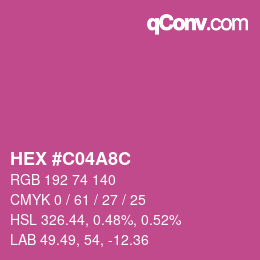 颜色代码: HEX #C04A8C | qconv.com