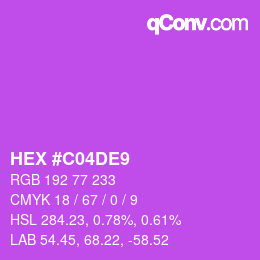 カラーコード: HEX #C04DE9 | qconv.com