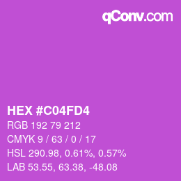 颜色代码: HEX #C04FD4 | qconv.com