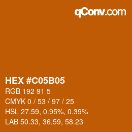 Color code: HEX #C05B05 | qconv.com