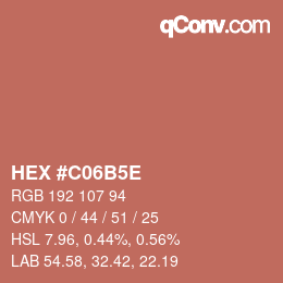 颜色代码: HEX #C06B5E | qconv.com