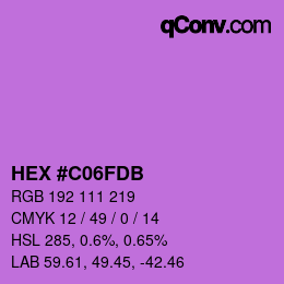 カラーコード: HEX #C06FDB | qconv.com