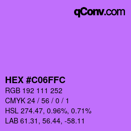 Color code: HEX #C06FFC | qconv.com