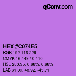 カラーコード: HEX #C074E5 | qconv.com