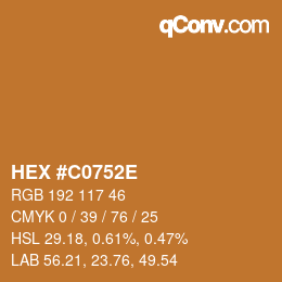 Color code: HEX #C0752E | qconv.com