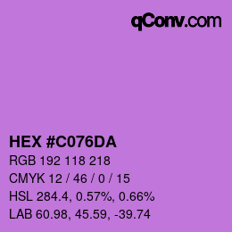 カラーコード: HEX #C076DA | qconv.com