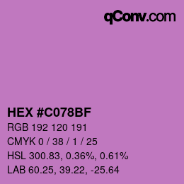 カラーコード: HEX #C078BF | qconv.com