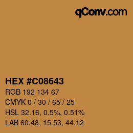 Farbcode: HEX #C08643 | qconv.com