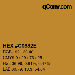 Color code: HEX #C0882E | qconv.com