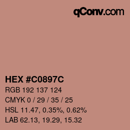 Color code: HEX #C0897C | qconv.com