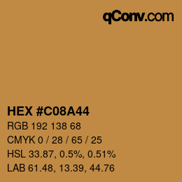 颜色代码: HEX #C08A44 | qconv.com