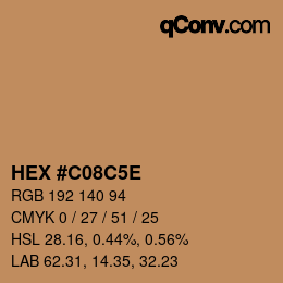 カラーコード: HEX #C08C5E | qconv.com