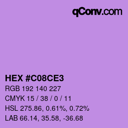 颜色代码: HEX #C08CE3 | qconv.com