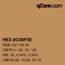 カラーコード: HEX #C08F5E | qconv.com