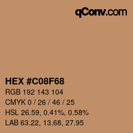 颜色代码: HEX #C08F68 | qconv.com