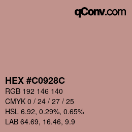 Farbcode: HEX #C0928C | qconv.com