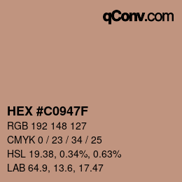 Farbcode: HEX #C0947F | qconv.com