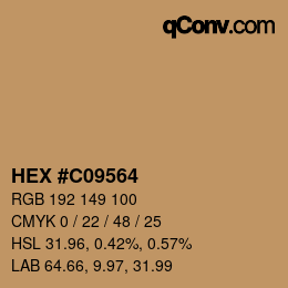 Farbcode: HEX #C09564 | qconv.com