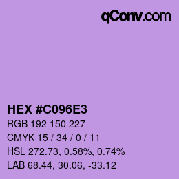 Código de color: HEX #C096E3 | qconv.com
