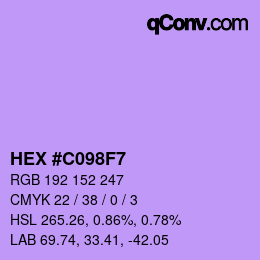 Color code: HEX #C098F7 | qconv.com