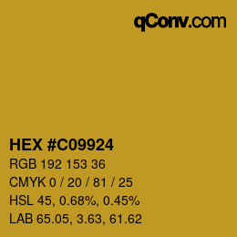 Color code: HEX #C09924 | qconv.com